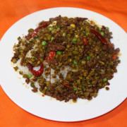 164. Stir Fried Beef Mince with Pickled Beens on Rice (Spicy) 牛肉末炒酸豆角饭(辣)